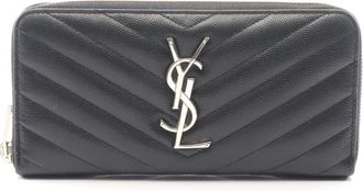Saint Laurent Black Leather Long Wallet (Bi-Fold) (Pre-Owned)