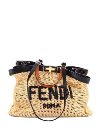 Fendi Peekaboo X- Raffia Medium tote bag - women - Raffia/COTTON/ STRAW - One Size - Neutrals