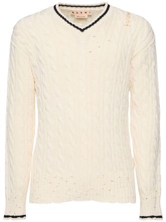 【送料&関税込】Marni V Neckline Sweater Marni Mixed Yarn V-Neck Sweater 'Royal'