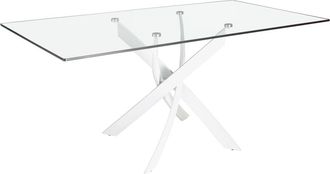Angel Cerd&aacute; Mesa comedor rectangular cristal templado y acero blanco