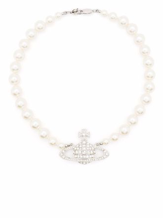 Vivienne Westwood Choker Necklace with Pearl Strand and Planet Pendant