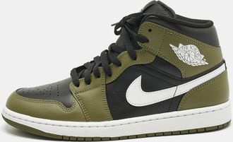 Air Jordan s Dark Green/black Leather Air Jordan 1 High Top Sneakers