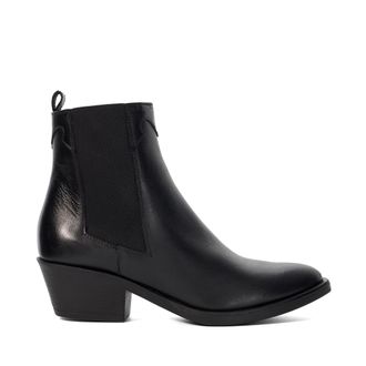 Dune London Womens Ladies Patoka T - Leather Western Ankle Boots - Black - Size UK 3