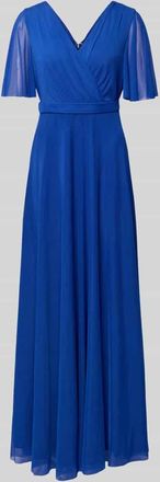 Christian Berg Cocktail Abendkleid mit V-Ausschnitt und Schmetterlings&auml;rmeln in Royal, Gr&ouml;&szlig;e 34