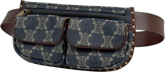 Celine Blue Brown Denim Leather Fanny Pack Sling Bag (Pre-Owned)