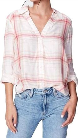 Paige Davlyn Button-Down Shirt In White/burnt Sienna