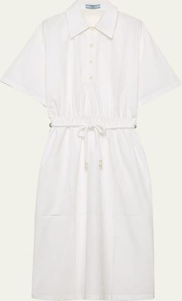 Prada Drawstring Satin Back Midi Dress