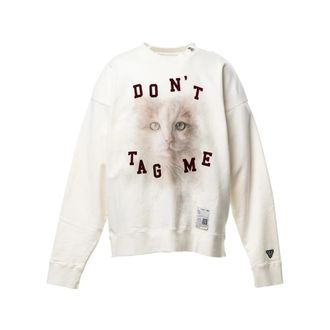 Miharayasuhiro Mihara Yasuhiro, Hoodies & sweatvesten, Heren, Wit, S, Katoen, Cat Printed Sweatshirt