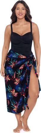 Trimshaper Adjustable Side Tie Tassel Pareo Swimsuit Coverup in Leopard Lily at Nordstrom