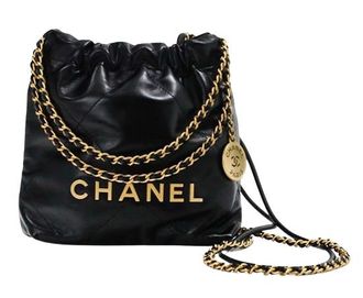 Chanel Black Calfskin Mini Hobo 22 Bag
