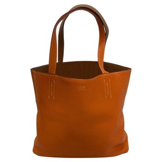 Herm&egrave;s Pre-owned Womens Herm&egrave;s Double Sens 45 Reversible Tote Bag in Orange Clemence Leather - One Size