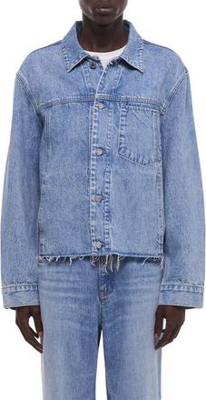 Helmut Lang Brooklyn Raw Hem Denim Trucker Jacket in Vintage Blue Wash at Nordstrom, Size Xx-Large
