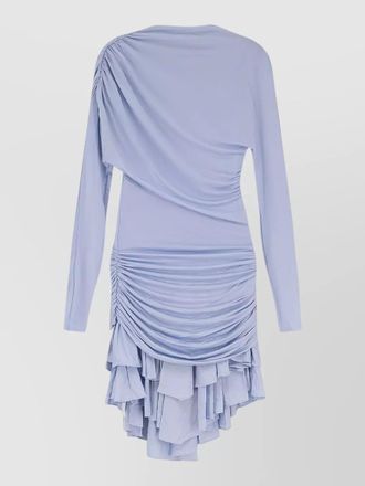 Self Portrait jersey mini dress high neck one shoulder