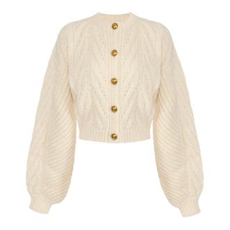 Elisabetta Franchi Gebreid vest - Dames - Truien - Beige - Maat: M Zijde