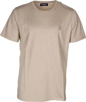 Dondup T-shirt met geborduurd logo - Heren - T-shirts - Beige - S - Katoen - Tops