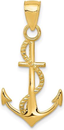 Diamond2Deal 14k Gold Polished Anchor Rope Pendant
