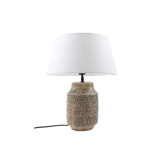 Lindby L&aacute;mpara de mesa de textura, tela, tejido, seda gris