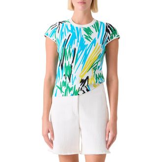 Akris Fitted Scribble Jacquard Sweater in Cream-Multi at Nordstrom, Size 12