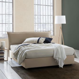 Dmora Dmora - Cama Matrimonial Dbianch, Cama Contenedor Con Funda Extra&iacute;ble Con Cabecero Tapizado Y Estructura De Cama, 100% Made In Italy, Adecuado Para Co