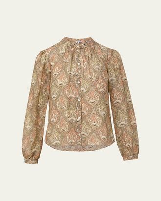 Veronica Beard Ashlynn Long-Sleeve Silk Blouse