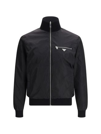 Prada Mens Reversible Wool And Re-Nylon Jacket Nero