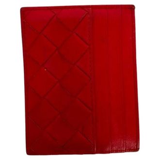 Bottega Veneta Pre-owned Intrecciato Kaarthouder - Dames - Pre-owned - Rood - Maat: ONE Size Leer