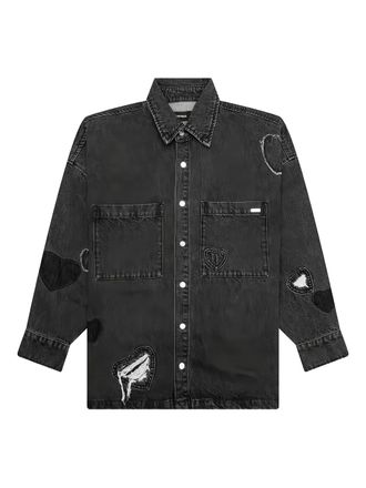 Nahmias heart-patchwork denim shirt - Black
