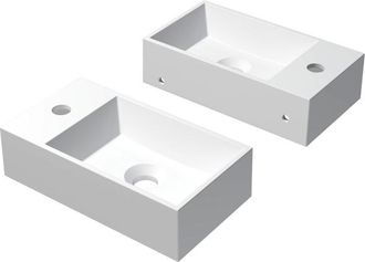 Bernacchini Contra Fontein - 40x22x10cm - wasbak rechts - 1 kraangat - polystone wit mat