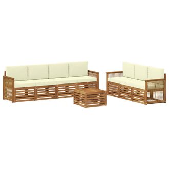 vidaXL Juegos De Sof&aacute;s Con Coj&iacute;n 8 Pcs Madera De Acacia S&oacute;lida Vidaxl
