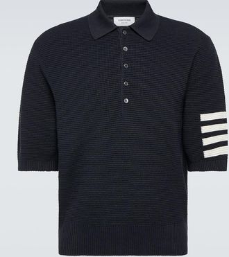 Thom Browne 4-Bar linen and cotton polo shirt