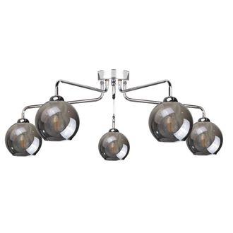 Netlighting Pluton Multi Arm Semi Flush Ceiling Light Silver 70cm 5x E27