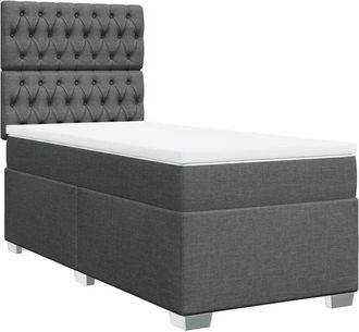 vidaXL Vidaxl - Cama Box Spring Con Colch&oacute;n Tela Gris Oscuro 90x200 Cm