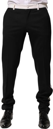 Dolce & Gabbana Black White Stripe Wool Men Trouser Mens Pants
