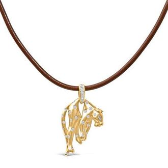 House of Brilliance 18K 1.00 Cttw Diamond Cat and Bail Pendant Necklace Collar with Matte Finish in Yellow at Nordstrom