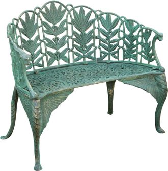 Biscottini International Biscottini - Banco Modernista De Fundici&oacute;n De Hierro Acabado Con Efecto Verde Envejecido L110xpr60xh90 Cm