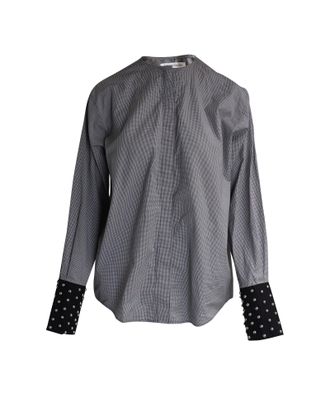 J.W.Anderson Micro-check Studded Cuff Button-Up Shirt in Black and White Cotton