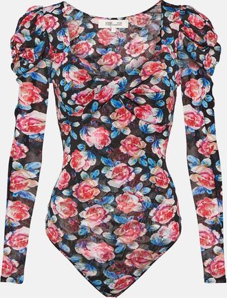 Diane Von Fürstenberg Erik floral mesh bodysuit