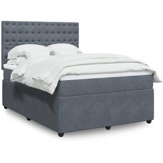 vidaXL Vidaxl - Cama Box Spring Con Colch&oacute;n Terciopelo Gris Oscuro 140x200 Cm
