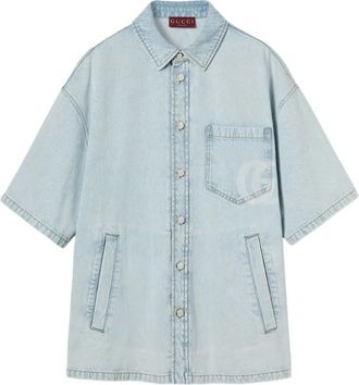 Gucci Denim overhemd met korte mouwen - Blauw