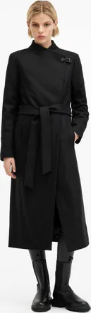 AllSaints Womens Wool Riley Wrap Around Belted Long Line Coat, Size: UK 14/US 10