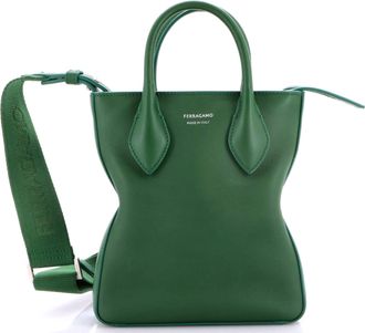 Ferragamo Vertical Fold Side Star Tote Leather Mini