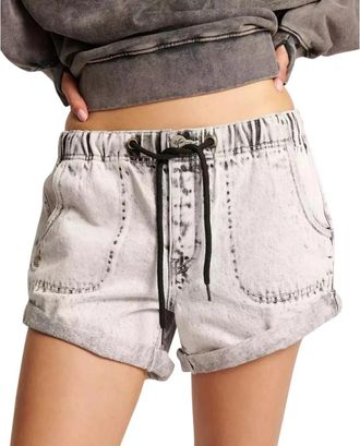 One Teaspoon Grijze Jogger Jeans Shorts - Dames - Denim shorts - Grijs - 2XS - Katoen - Korte Broeken