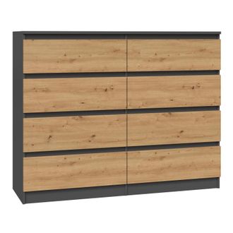 Topeshop Milan - C&oacute;moda De Dormitorio De 8 Cajones - 40x120x97cm - Estilo Moderno - Mueble De Almacenaje