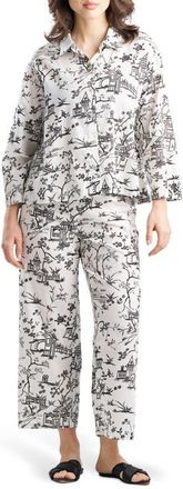 Natori Toile Cotton Sateen Pajamas in Warm White at Nordstrom, Size X-Small