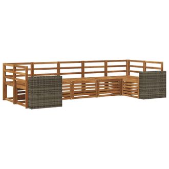 vidaXL Conjunto De Sof&aacute; Seccional 7 Pcs Natural Vidaxl