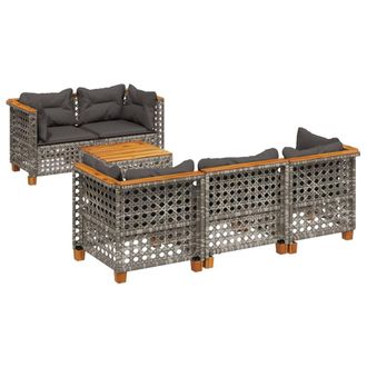 vidaXL Vidaxl - Set Divano Da Giardino 6 Pz Con Cuscini Grigio In Polyrattan