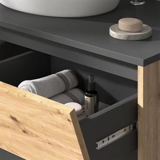 Vicco Mueble Bajo Lavabo Edelin, Antracita/artisan, 100 X 50 Cm Con 2 Cajones, Vicco