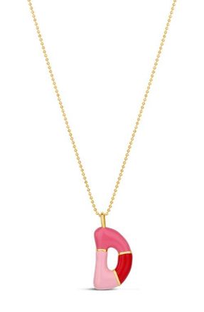 SHYMI Enamel Initial Retro Necklace in Pink at Nordstrom
