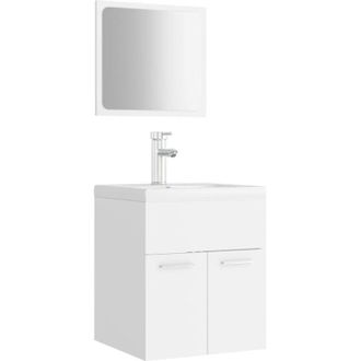 vidaXL Conjunto De Muebles De Ba&ntilde;o Madera Contrachapada Blanco Vidaxl
