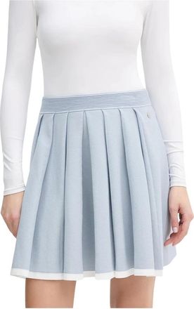 Karl Lagerfeld Contrast Pliss&eacute; Rok - Dames - Korte rokken - Blauw - XS - Rokken